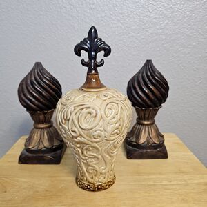 Home Interiors Table Decor Fleur De Lis 3 Piece Contemporary Accents Decorations